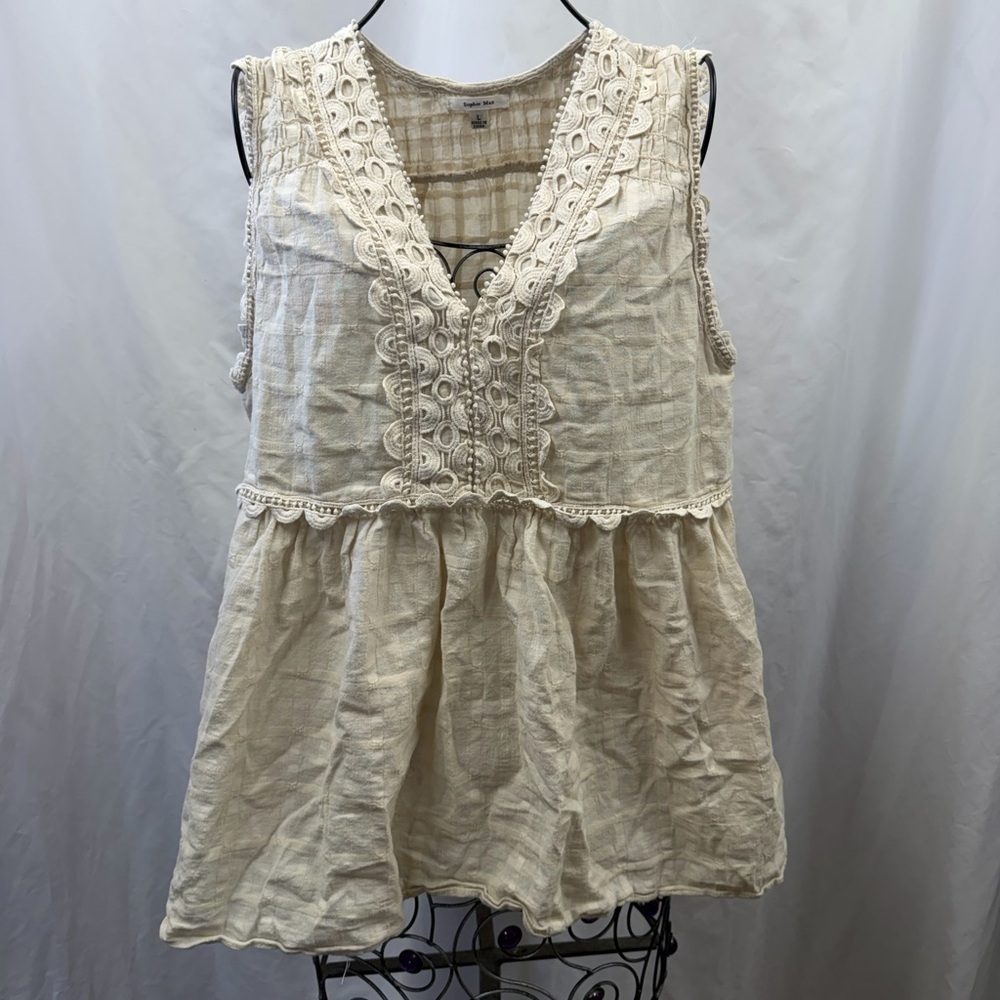 Sophie MAx gingham babydoll top with eyelet detail size L